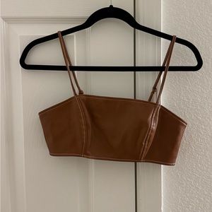 Staud Leather Crop / Bra Top